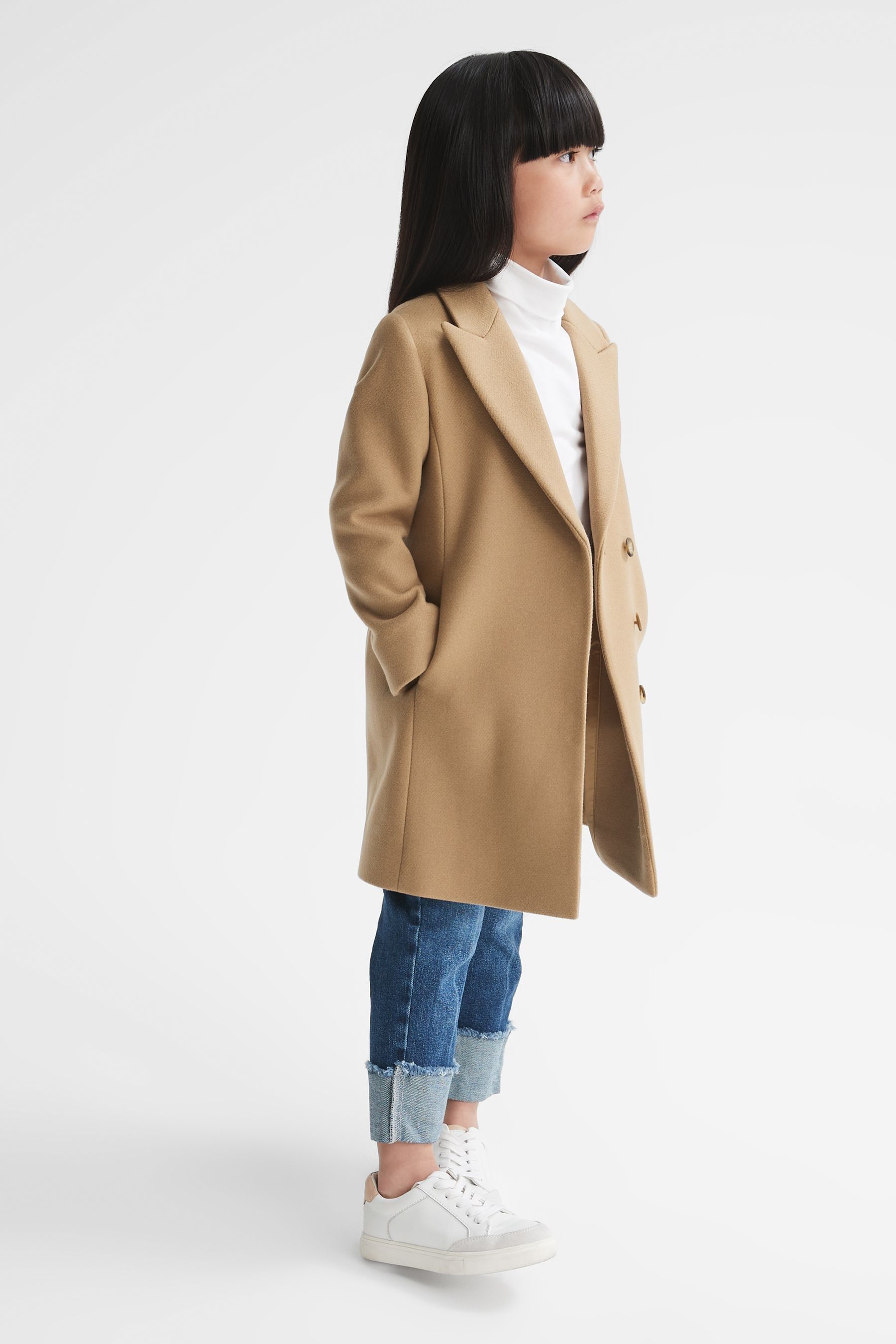 Reiss Harlow Camel 9-12 yrs Mid Length Coat, 11, Brown