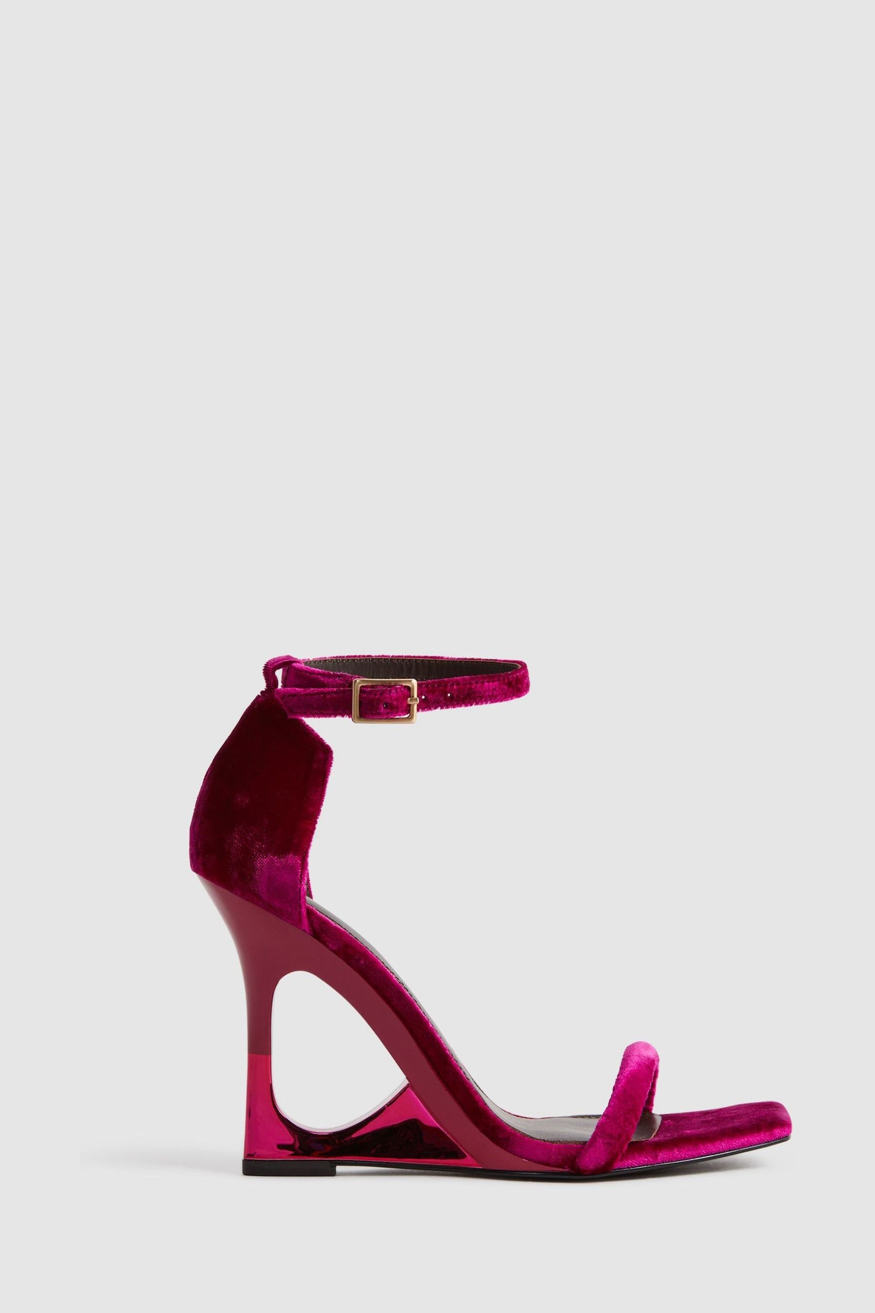 Shop Reiss Cora - Pink Velvet Strappy Wedge Heels, Uk 5 Eu 38