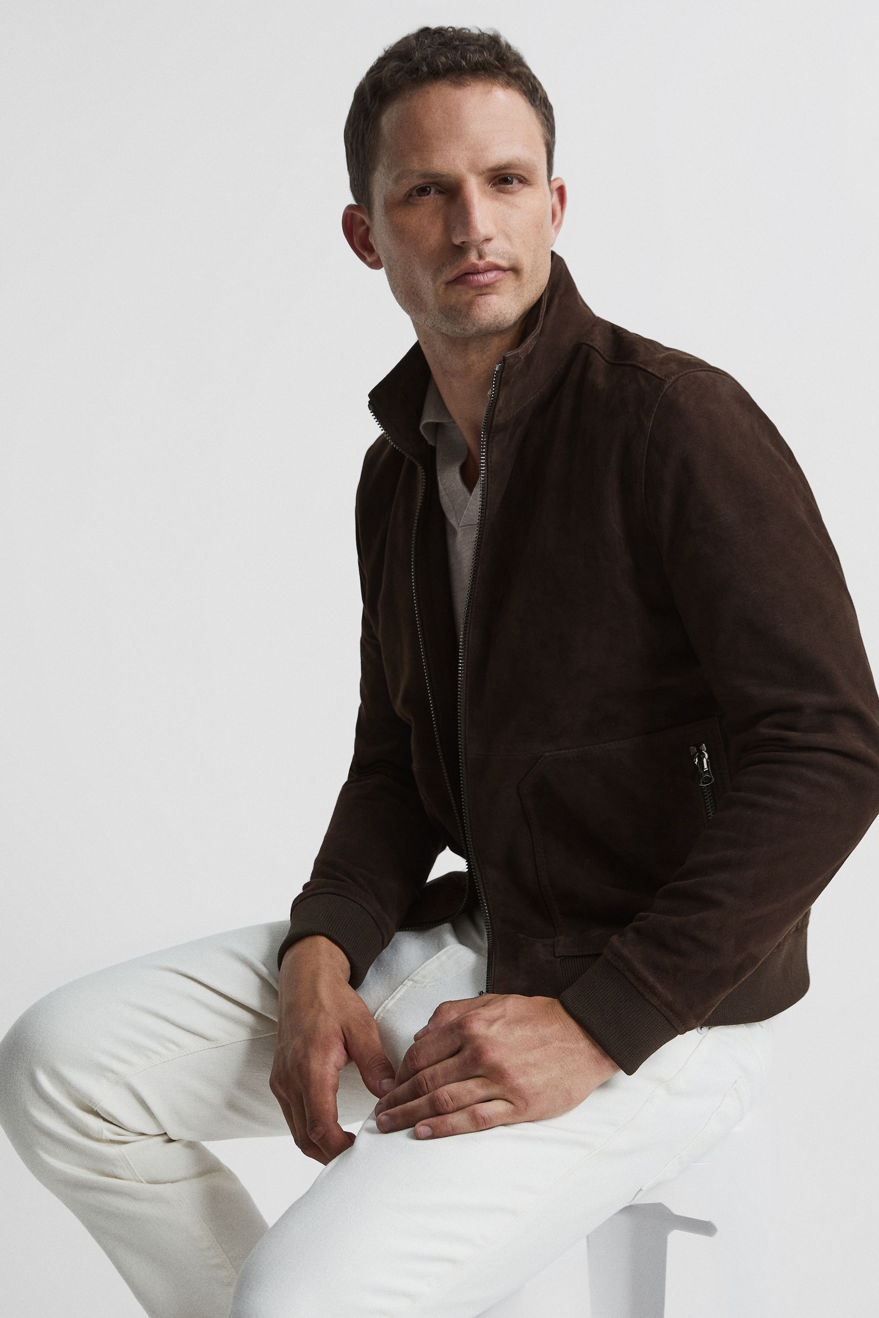 Suede zip jacket discount