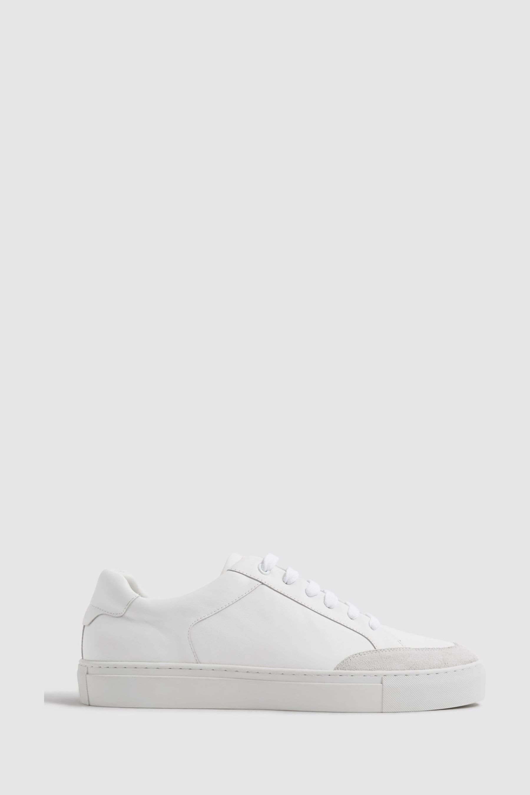Reiss Mens White Ashley Low-top Leather Trainers