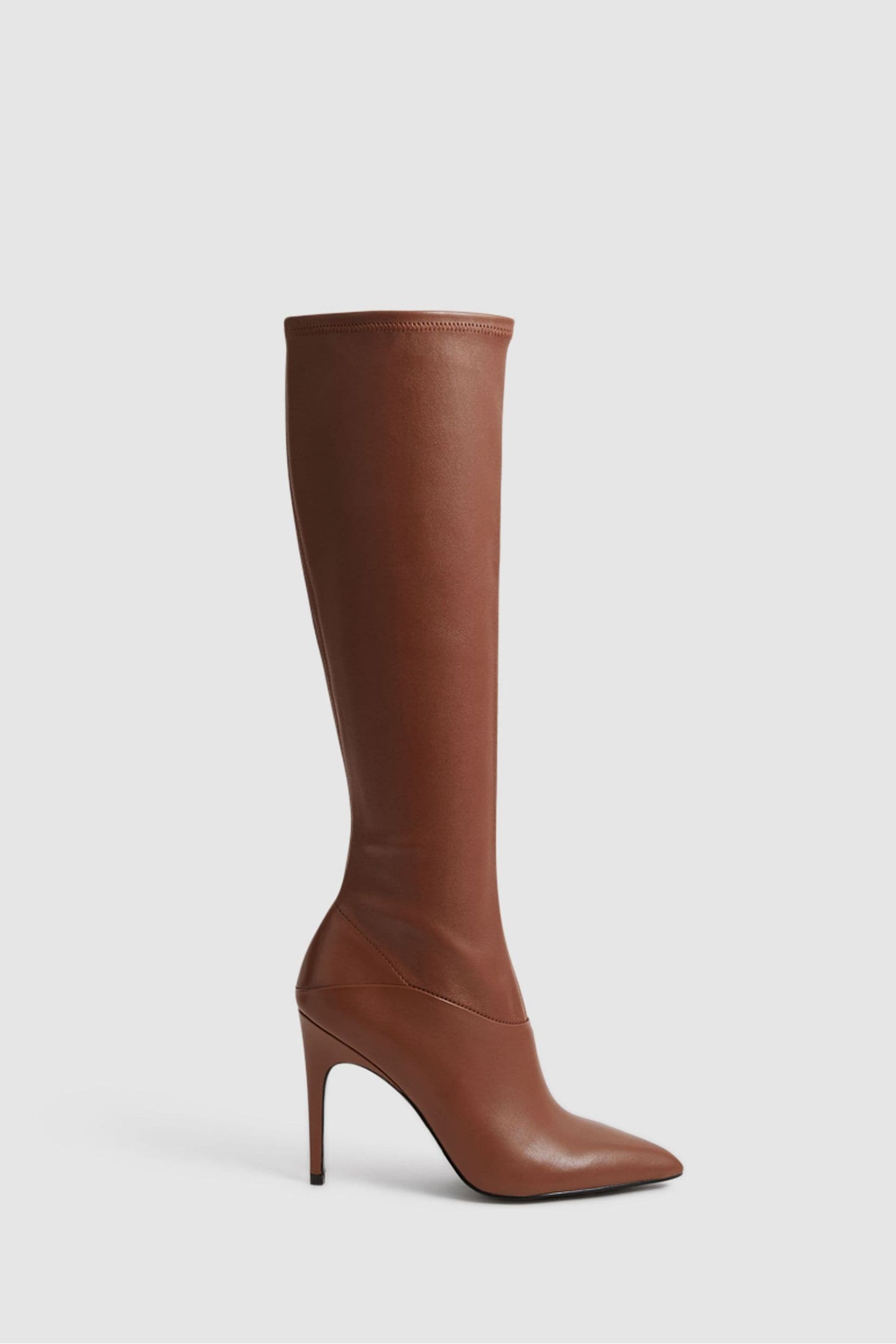 Reiss Carina Pointed Toe Boot In Tan