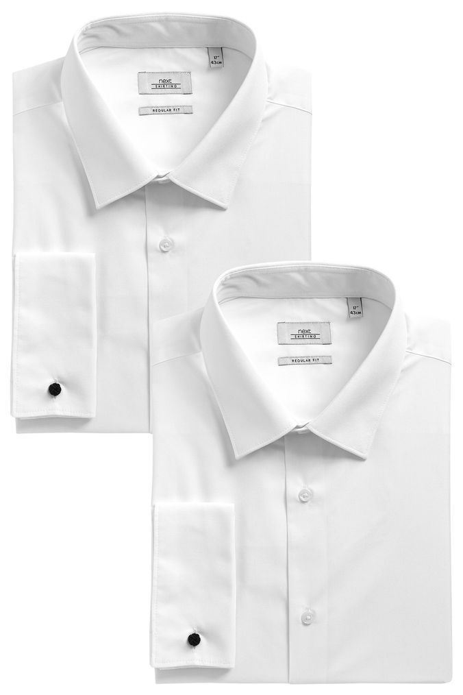 Mens Fitted White Shirt Double Cuff Dreamworks