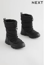 Black Waterproof Bungee Cord Snow Boots