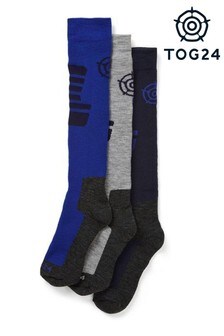 Tog24 Blue Oberau Mens Merino Ski Socks Three Pack (103192) | £24