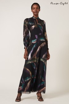 Phase Eight Black Kaylani Silk Jacquard Dress