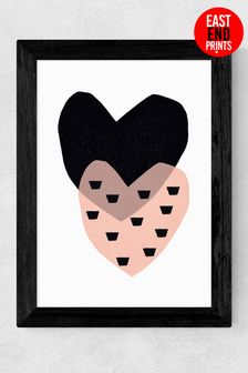 East End Prints Black Two Hearts Framed Print