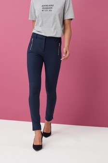 ladies navy cropped trousers