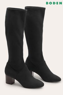Boden Black Round Toe Stretch Boots