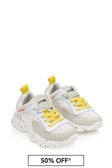 Diesel Boys White Lace-Up Trainers