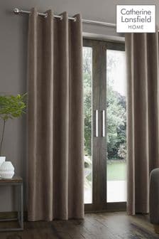 Catherine Lansfield Natural Faux Suede Eyelet Curtains