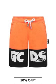 GCDS Mini Kids Orange Cotton Shorts