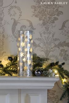 Silver Pre-Lit LED Snowflake Glass Vase Christmas Decoration