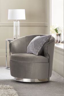 Elinore Chrome Swivel Base Accent Chair