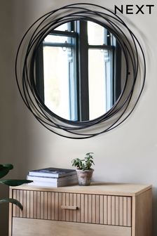 Black Contemporary Wire 91x91cm Wall Mirror (134223) | £170