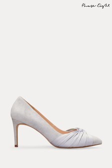 silver leather court shoes uk