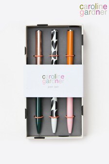 Caroline Gardner Set of 3 Multi Geo Hearts Slim Pens