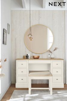 Chalk White Hampton Painted Oak Collection Luxe Storage Console Dressing Table (146129) | £875