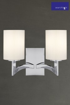 Searchlight Chrome Gina 2 Light Wall Bracket With White Glass Shades