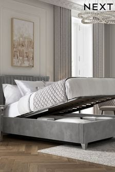 Opulent Velvet Steel Grey Portia Upholstered Ottoman Bed Frame