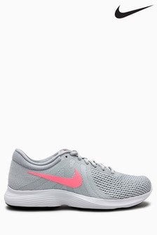 grey nike trainers with pink tick