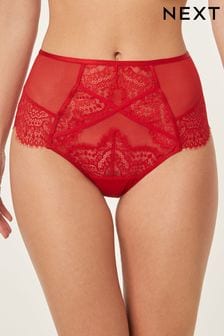 Red High Rise Lace Knickers (151256) | £14