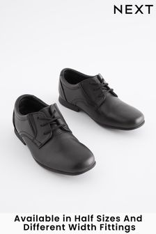 Black Wide Fit (G) School Leather Formal Lace-Up Shoes (152740) | £30 - £42