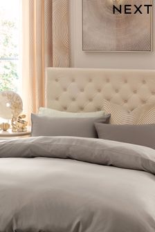 Mink Brown Cloud Natural 300 Thread Count 100% Cotton Sateen Collection Luxe Plain Duvet Cover And Pillowcase Set