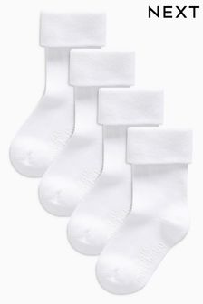 White 4 Pack Baby Roll Top Socks (0mths-2yrs) (153147) | £6
