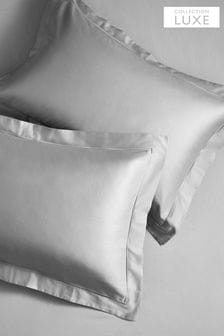 Set of 2 Silver Grey 300 Thread Count Collection Luxe 100% Cotton Pillowcases