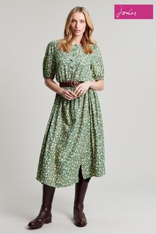 Joules Green Adele Button Down Tiered Dress (156006) | £55