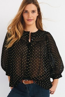 Buy Women's Tops Spots Black Blouses