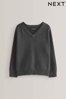 Grey Knitted V-Neck School Jumper (3-18yrs) (158207) | £8 - £13