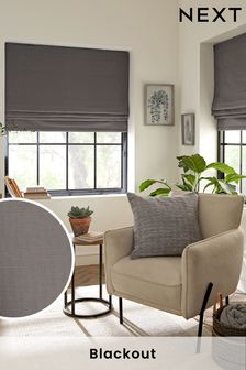 Charcoal Grey Ready Made Cotton Blackout Roman Blind (160052) | £30 - £95