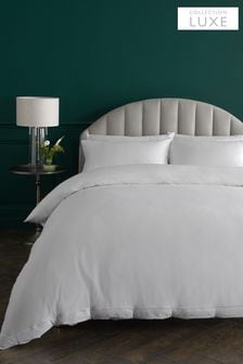 White 300 Thread Count 100% Cotton Sateen Collection Luxe Plain Duvet Cover And Pillowcase Set