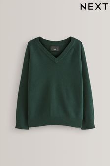 Green Knitted V-Neck School Jumper (3-18yrs) (161502) | £8 - £13