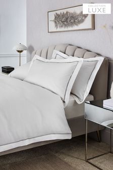 Set of 2 White Collection Luxe 600 Thread Count Embroidered Border 100% Cotton Pillowcases (161819) | £20 - £22
