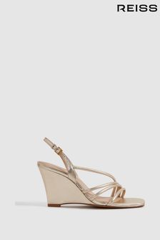 Reiss Anya Leather Strappy Wedge Heels