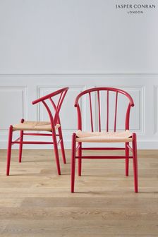 Jasper Conran London Set of 2 Red Bray Dining Chairs