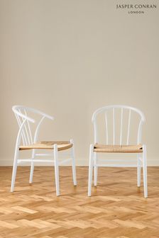 Jasper Conran London Set of 2 White Bray Dining Chairs