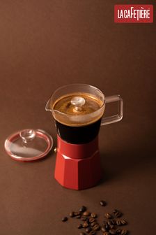 La Cafetière Red 6 Cup Glass Espresso Maker