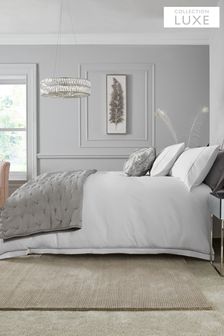 Abstract Geometric Texture Stripe Pale Grey Cotton Rich Duvet Cover Bedding Set