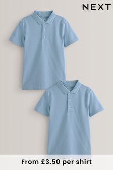 Blue 2 Pack Cotton School Polo piqu Shirts (3-16yrs) (171309) | £7 - £12.50