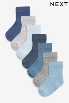 Blue 7 Pack Rib Baby Socks (0mths-2yrs) (174964) | £8