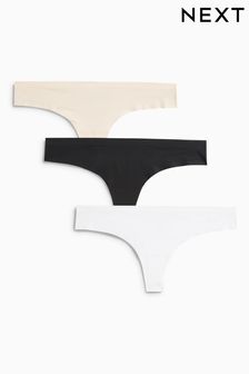 Black/White/Nude Thong No VPL Knickers 3 Pack (175018) | £15