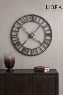 Libra Grey Antique Grey Skeleton Wall Clock
