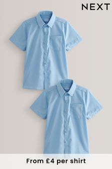 Blue Regular Fit 2 Pack Short Sleeve School Shirts (3-17yrs) (176909) | £9 - £14.50