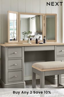 Light Brown Hampton Country Luxe Painted Oak Dressing Table Mirror (179090) | £215