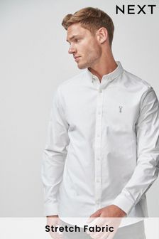 White Slim Next Long Sleeve Stretch Oxford Shirt (183702) | £28