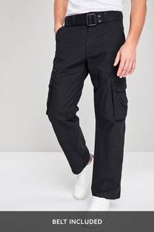Black Belted Tech Cargo zampa Trousers (184717) | £40