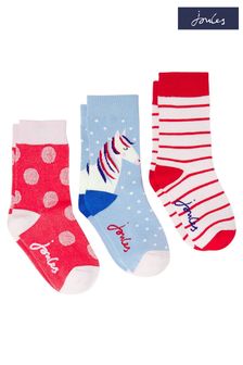 Joules Pink Brilliant Bamboo 3 Pack Socks